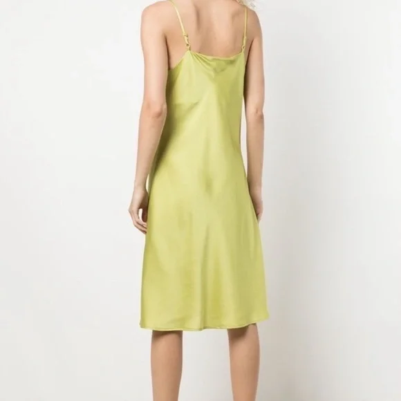 Apparis Carmen Satin Slip Mini Dress in Green Yellow - Picture 2 of 5